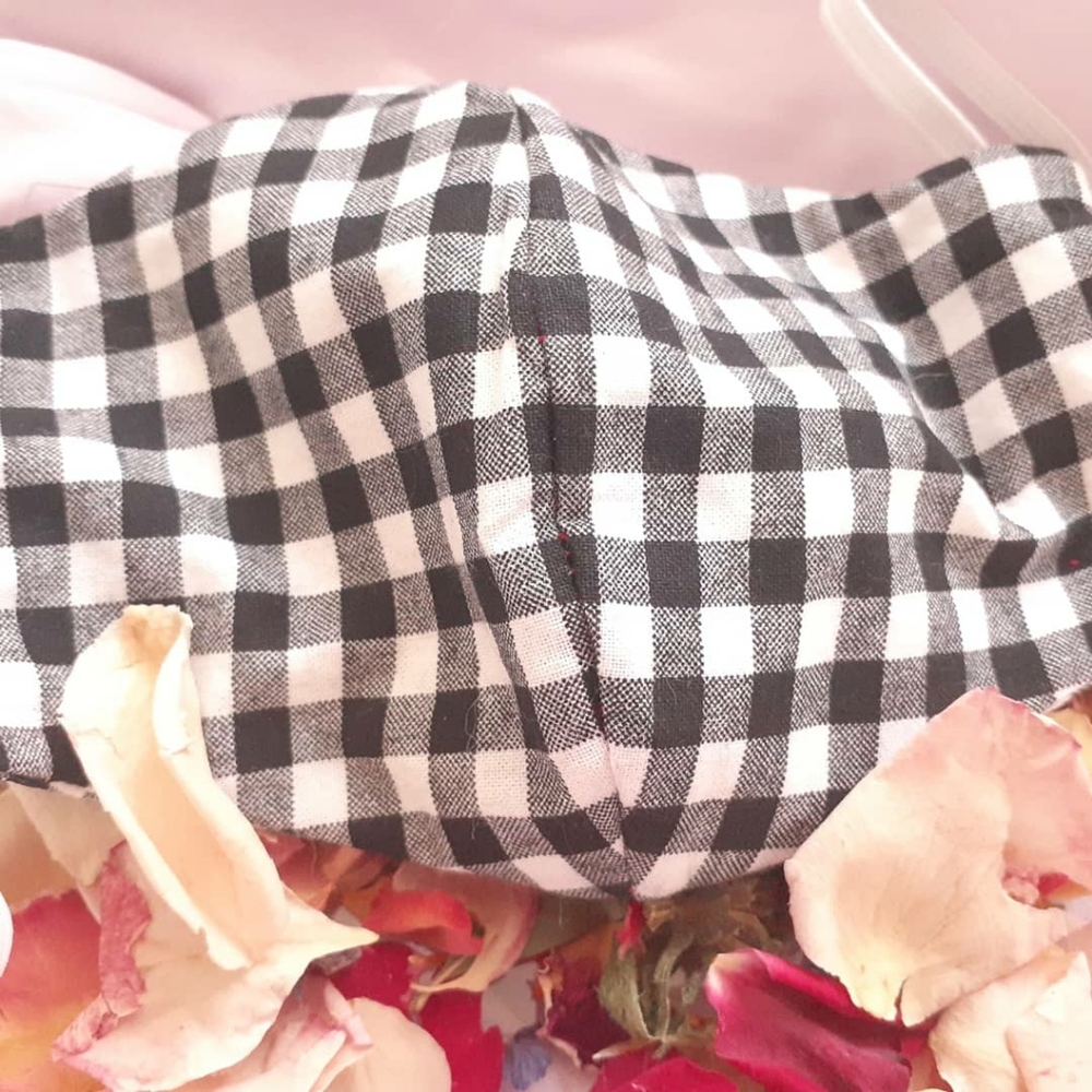 Black and White Gingham Face Mask